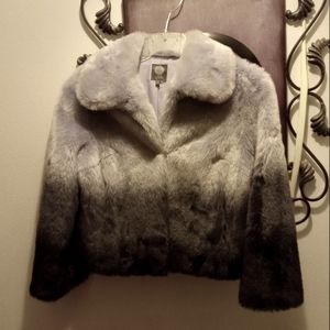Womens Vince Camuto Faux Fur Ombre Jacket Sz XS
